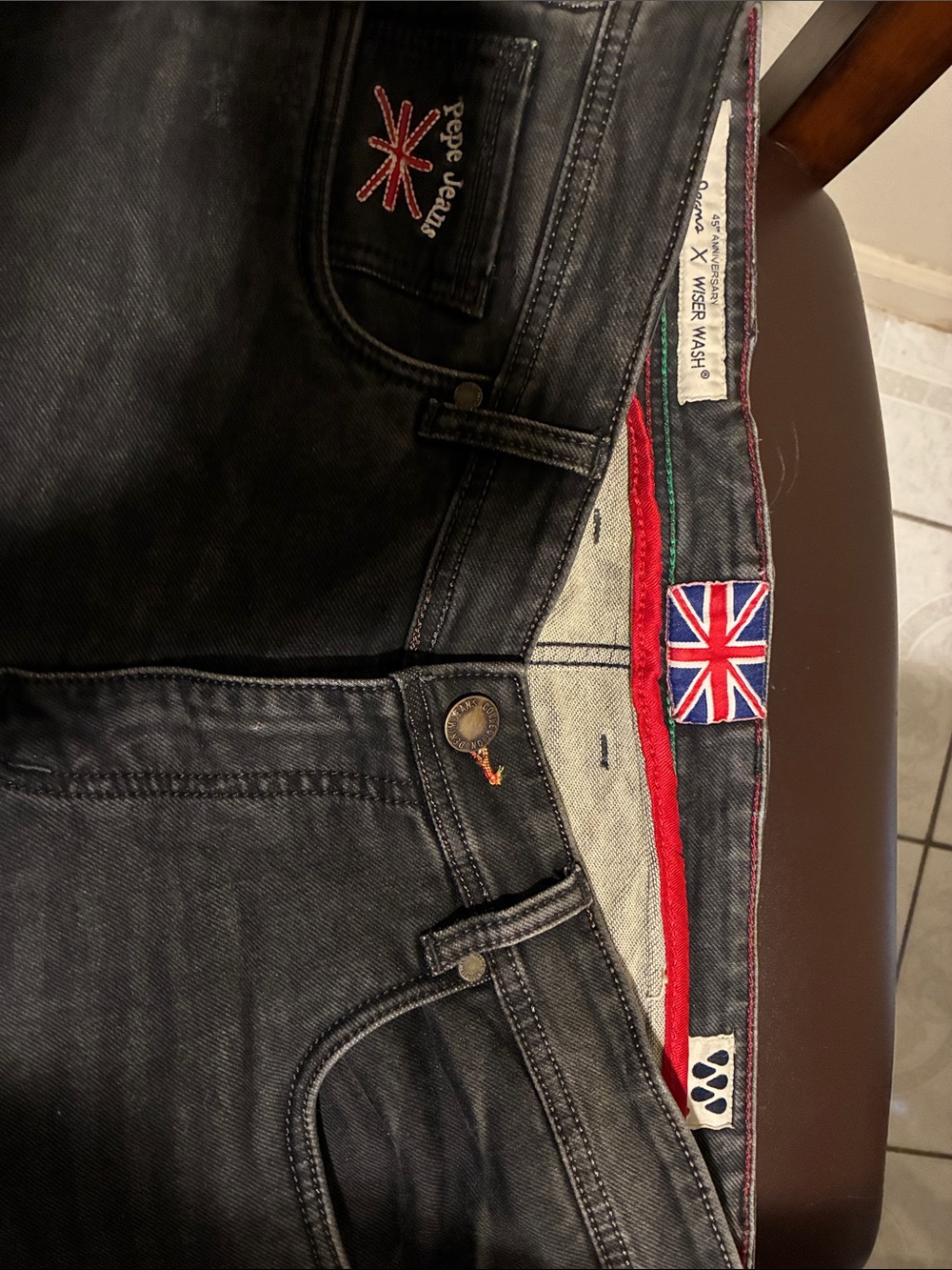 Pepe Jeans Slim Black Denim with Union Jack Detail